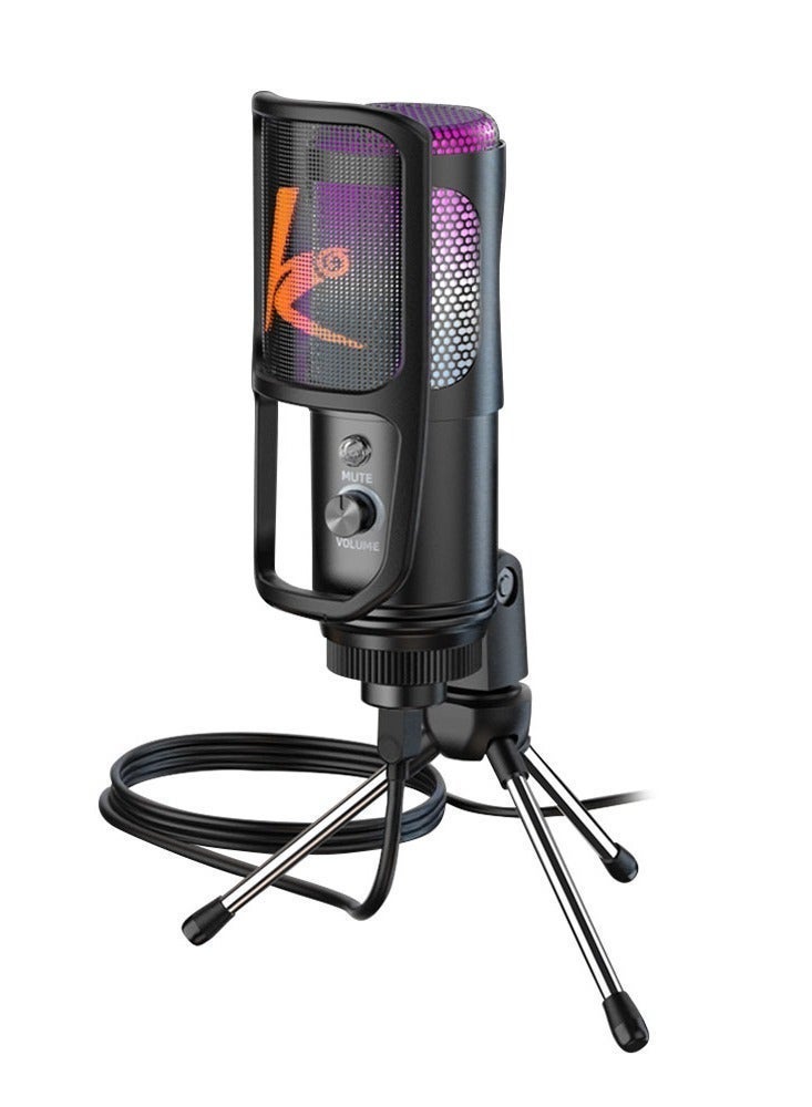 كول كولد ميكروفون كمبيوتر USB، ميكروفون بودكاست مكتبي مع زر كتم لل تسجيل و البث المباشر، ميكروفون مكثف كلي الاتجاه، يعمل بتقنية Plug&Play مع حامل و تحكم في الصوت لأجهزة الكمبيوتر، اللابتوب، و أجهزة ماك. - Image 1